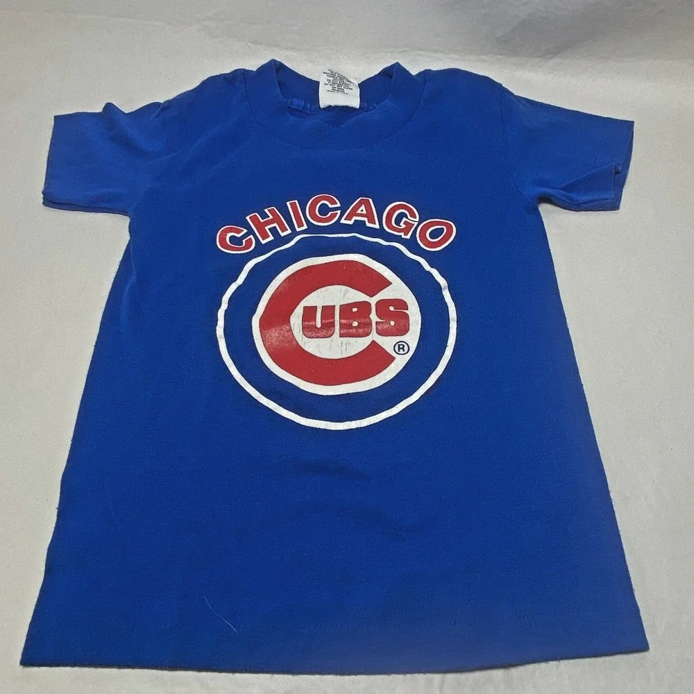 VTG Kids Chicago Cubs Single Stitch T Shirt Small Sunburst‎ Sportswear Baseball